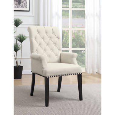 Lila tufted linen upholstered best sale arm chair